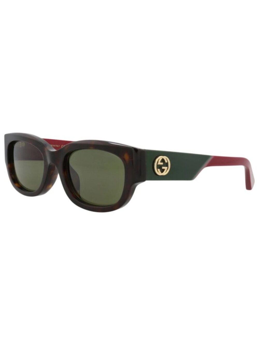New Gucci Women's Sunglasses Round Oval Recycled Acetate Frame Havana Red Green